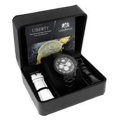 Midsize Men's Black Diamond Watch By Luxurman 0.25ct 8 Midsize Men's Black Diamond Watch By Luxurman 0.25ct -Luxurman midsize mens black diamond watch by luxurman 025ct 4