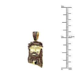 Mini Diamond Jesus Face Pendant 10K Yellow Gold 1/2 Carat Red Diamonds -Luxurman mini diamond jesus face pendant solid 10k gold 12 carat red diamonds rulerye