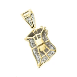 Mini Diamond Jesus Head Pendant 10K Yellow Gold 1/2 Carat -Luxurman mini diamond jesus head pendant solid 10k gold 12 carat backye