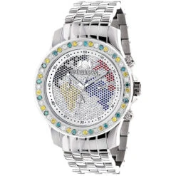 Multicolor Diamond Replacement Bezel For Men's Luxurman Raptor Watches 3.5ct -Luxurman multicolor diamond replacement bezel for mens luxurman raptor watches 35ct box