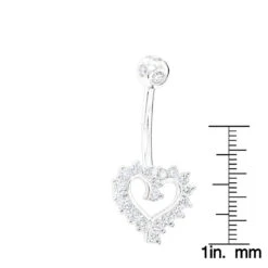 Solid 14K White Gold 0.6ct Diamond Heart Navel Ring 9 Solid 14K White Gold 0.6ct Diamond Heart Navel Ring -Luxurman navel rings 14k diamond heart belly button ring 048 p 35766 rulerwh