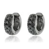 One Carat Black Diamond Hoops 14K Black Plated Gold Huggie Earrings By Luxurman