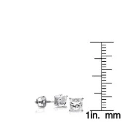 One Carat Platinum Solitaire Princess Cut Diamond Stud Earrings 7 One Carat Platinum Solitaire Princess Cut Diamond Stud Earrings -Luxurman one carat platinum solitaire princess cut diamond stud earrings ruler