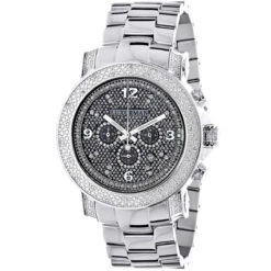 Oversized Diamond Luxurman Men's Diamond Watch 0.75ct