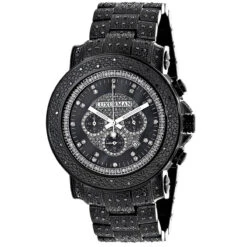 Luxurman Fully Paved Oversized Iced Out Black Diamond Black Dial Men's Watch 2ct