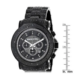 Luxurman Fully Paved Oversized Iced Out Black Diamond Black Dial Men's Watch 2ct -Luxurman oversized iced out black diamond mens watch by luxurman 2ct fully paved ruler