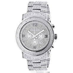 Oversized Iced Out Men's Diamond Watch By Luxurman White Gold Plated 2ct