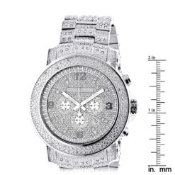 Oversized Iced Out Men's Diamond Watch By Luxurman White Gold Plated 2ct -Luxurman oversized iced out mens diamond watch by luxurman white gold plated 2ct ruler