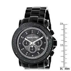 Oversized Luxurman Men's Black Diamond Watch 0.25ct -Luxurman oversized luxurman mens black diamond watch 025ct ruler