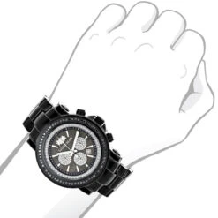 Oversized Men's Black Diamond Watch By Luxurman 3ct Chronograph Escalade -Luxurman oversized mens black diamond watch by luxurman 3ct chronograph escalade bod