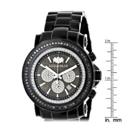Oversized Men's Black Diamond Watch By Luxurman 3ct Chronograph Escalade -Luxurman oversized mens black diamond watch by luxurman 3ct chronograph escalade ruler