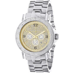 Oversized Men's Diamond Watch 0.25ct Luxurman Escalade Two Tone Chronograph