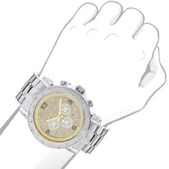 Oversized Men's Diamond Watch 0.25ct Luxurman Escalade Two Tone Chronograph -Luxurman oversized mens diamond watch 025ct luxurman escalade two tone chronograph 3