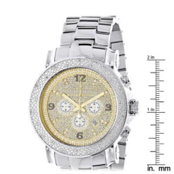 Oversized Men's Diamond Watch 0.25ct Luxurman Escalade Two Tone Chronograph -Luxurman oversized mens diamond watch 025ct luxurman escalade two tone chronograph ruler
