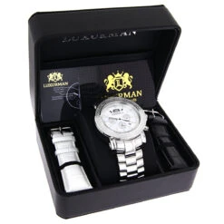 Oversized Men's Diamond Watch 0.25ct White Mop Luxurman Escalade Chronograph 8 Oversized Men's Diamond Watch 0.25ct White Mop Luxurman Escalade Chronograph -Luxurman oversized mens diamond watch 025ct white mop luxurman escalade chronograph 1 box
