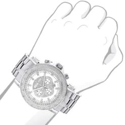 Oversized Men's 0.25ct Diamond White Dial Luxurman Escalade Chronograph Watch 7 Oversized Men's 0.25ct Diamond White Dial Luxurman Escalade Chronograph Watch -Luxurman oversized mens diamond watch 025ct white mop luxurman escalade chronograph bod