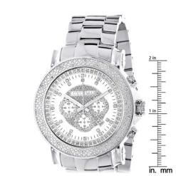 Oversized Men's 0.25ct Diamond White Dial Luxurman Escalade Chronograph Watch 9 Oversized Men's 0.25ct Diamond White Dial Luxurman Escalade Chronograph Watch -Luxurman oversized mens diamond watch 025ct white mop luxurman escalade chronograph ruler