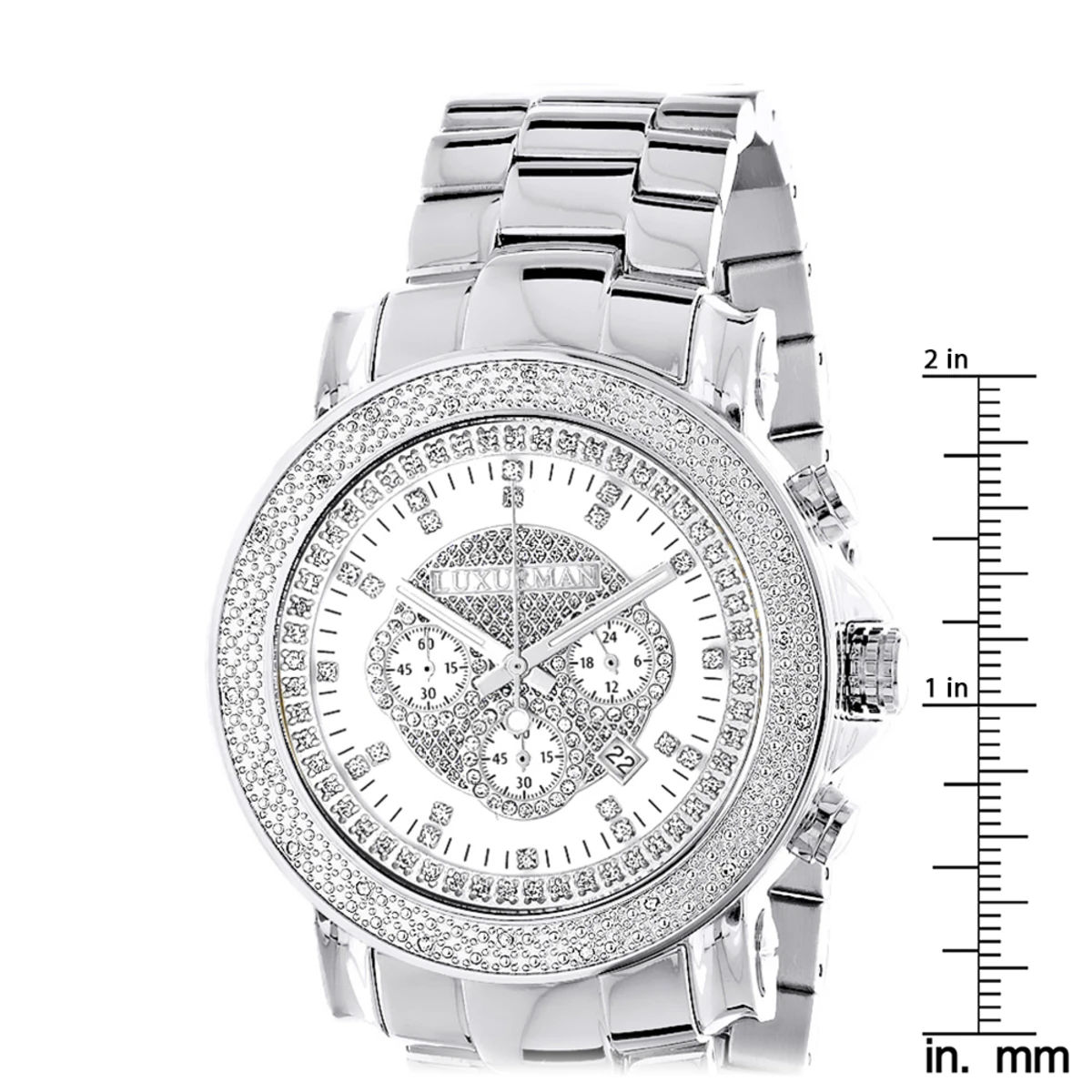 Oversized Men's 0.25ct Diamond White Dial Luxurman Escalade Chronograph Watch 5 Oversized Men's 0.25ct Diamond White Dial Luxurman Escalade Chronograph Watch - Image 5