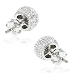 Pave Diamond Earrings 14K White Gold Studs 1.32ct -Luxurman pave diamond earrings 14k 132ct p 41203 backwh