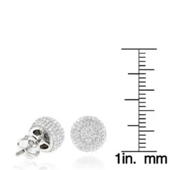 Pave Diamond Earrings 14K White Gold Studs 1.32ct -Luxurman pave diamond earrings 14k 132ct p 41203 rulerwh