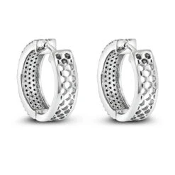 Pave Diamond Hoop Earrings 1.20ct 14K White Gold -Luxurman pave diamond hoop earrings 120ct 14k gold p 49172 backwh
