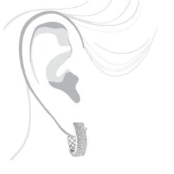 Pave Diamond Hoop Earrings 1.20ct 14K White Gold -Luxurman pave diamond hoop earrings 120ct 14k gold p 49172 bodwh