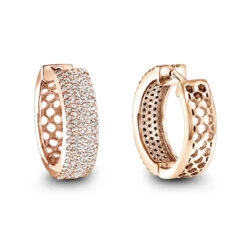 Pave Diamond Hoop Earrings 1.20ct 14K White Gold -Luxurman pave diamond hoop earrings 120ct 14k gold p 49172 ro