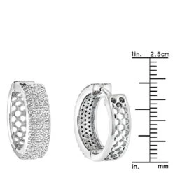 Pave Diamond Hoop Earrings 1.20ct 14K White Gold -Luxurman pave diamond hoop earrings 120ct 14k gold p 49172 rulerwh