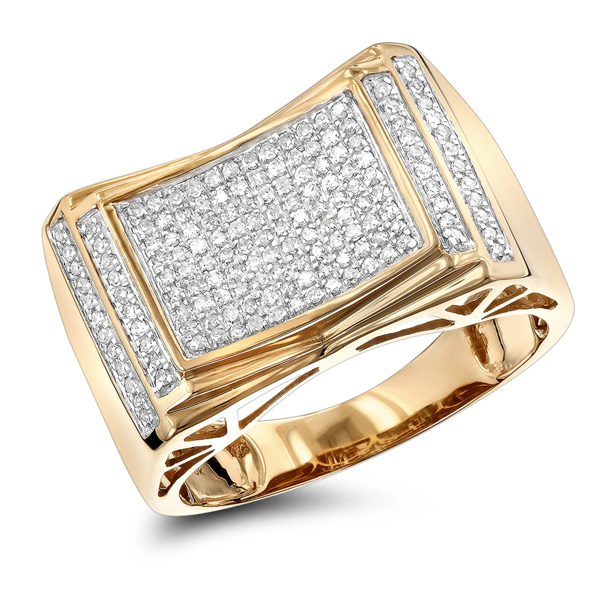 Pave Diamond Ring For Men 10K Yellow Gold White Gold Rose Gold 1/2ct 3 Pave Diamond Ring For Men 10K Yellow Gold White Gold Rose Gold 1/2ct - Image 3