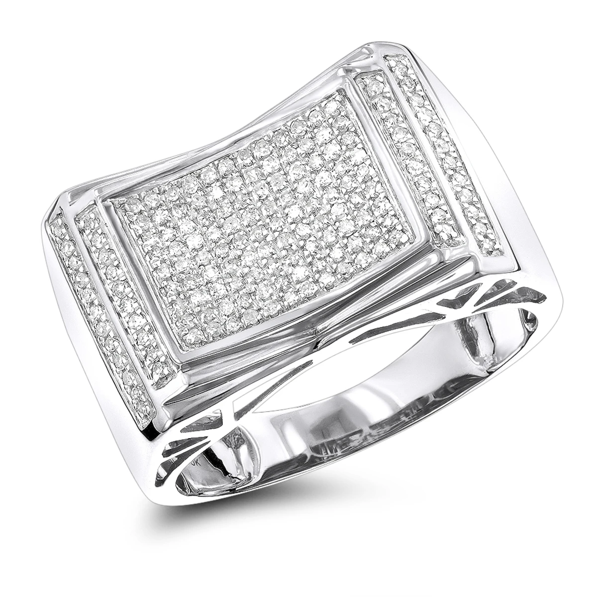 Pave Diamond Ring For Men 10K Yellow Gold White Gold Rose Gold 1/2ct 2 Pave Diamond Ring For Men 10K Yellow Gold White Gold Rose Gold 1/2ct - Image 2