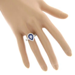 Pear Shape Design Sapphire And Diamond Engagement Ring For Women 1 Carat TW -Luxurman pear shape design sapphire and diamond engagement ring for women 1 carat tw bodwh