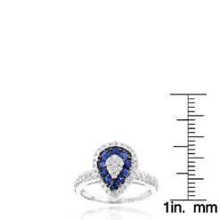 Pear Shape Design Sapphire And Diamond Engagement Ring For Women 1 Carat TW -Luxurman pear shape design sapphire and diamond engagement ring for women 1 carat tw rulerwh