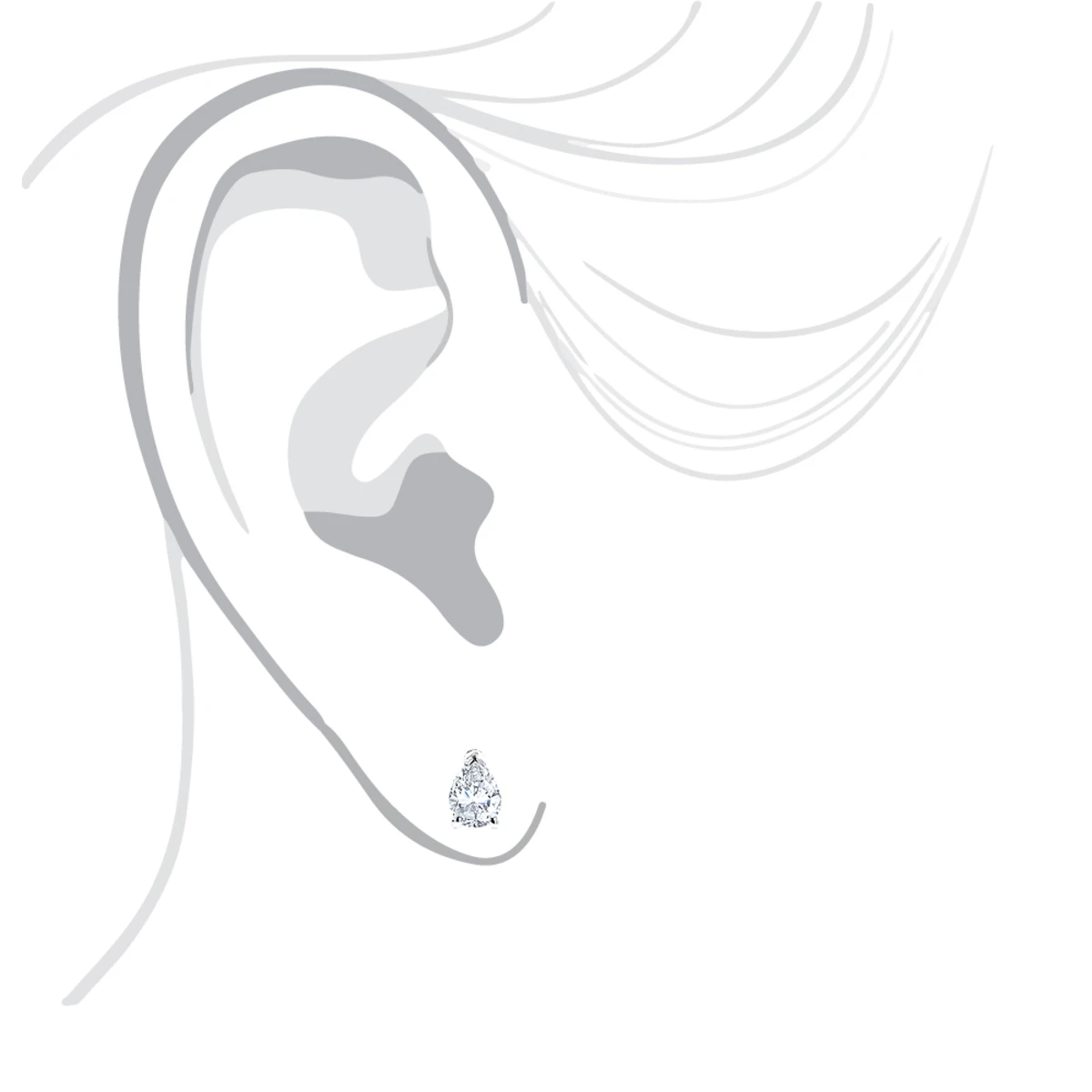 Pear Shape Diamond Stud Earrings 3/4 Carat 14K White Gold 3 Prong Setting 5 Pear Shape Diamond Stud Earrings 3/4 Carat 14K White Gold 3 Prong Setting - Image 5