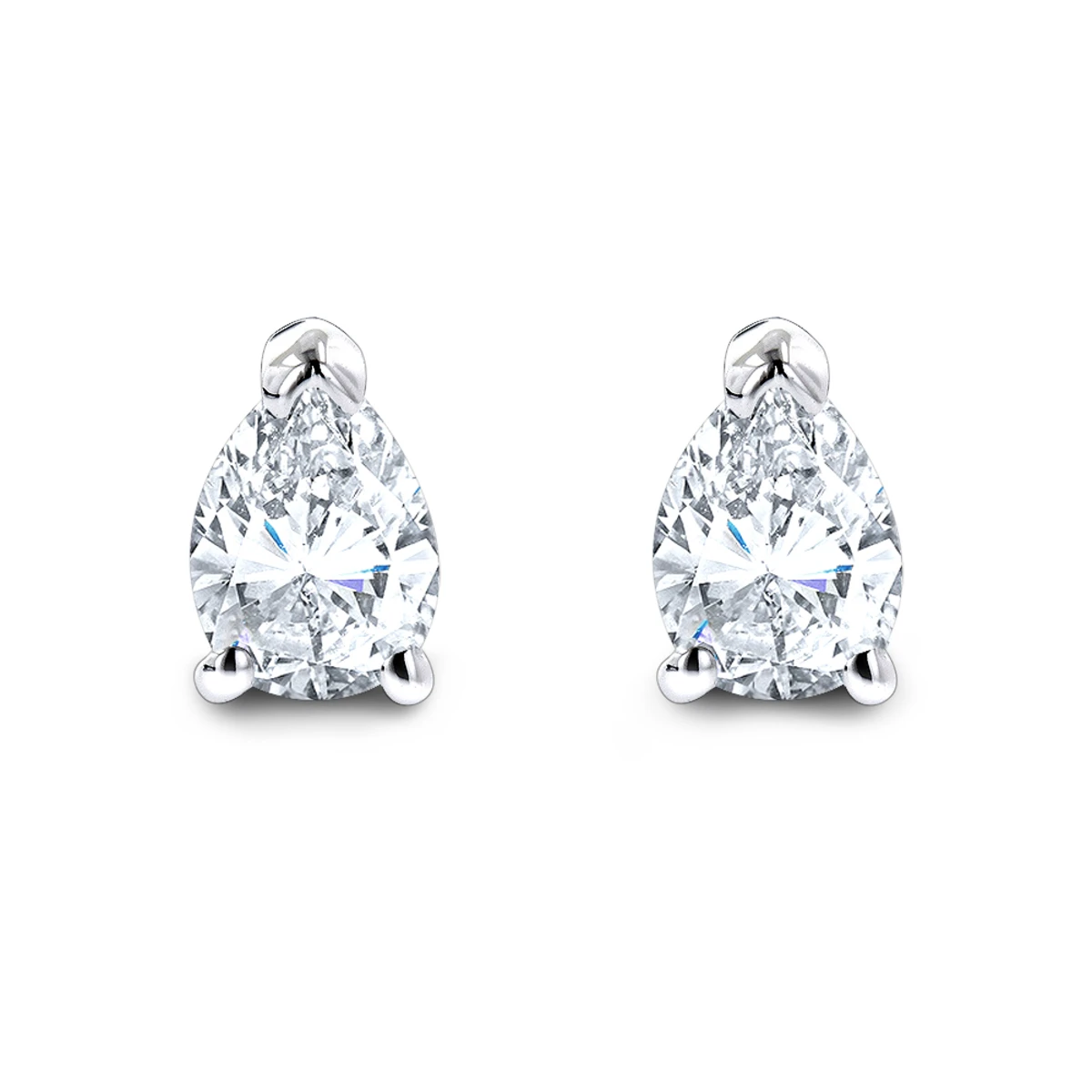 Pear Shape Diamond Stud Earrings 3/4 Carat 14K White Gold 3 Prong Setting 1 Pear Shape Diamond Stud Earrings 3/4 Carat 14K White Gold 3 Prong Setting