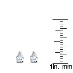 Pear Shape Diamond Stud Earrings 3/4 Carat 14K White Gold 3 Prong Setting 11 Pear Shape Diamond Stud Earrings 3/4 Carat 14K White Gold 3 Prong Setting -Luxurman pear shape diamond stud earrings 34 carat 14k gold 3 prong setting rulerwh