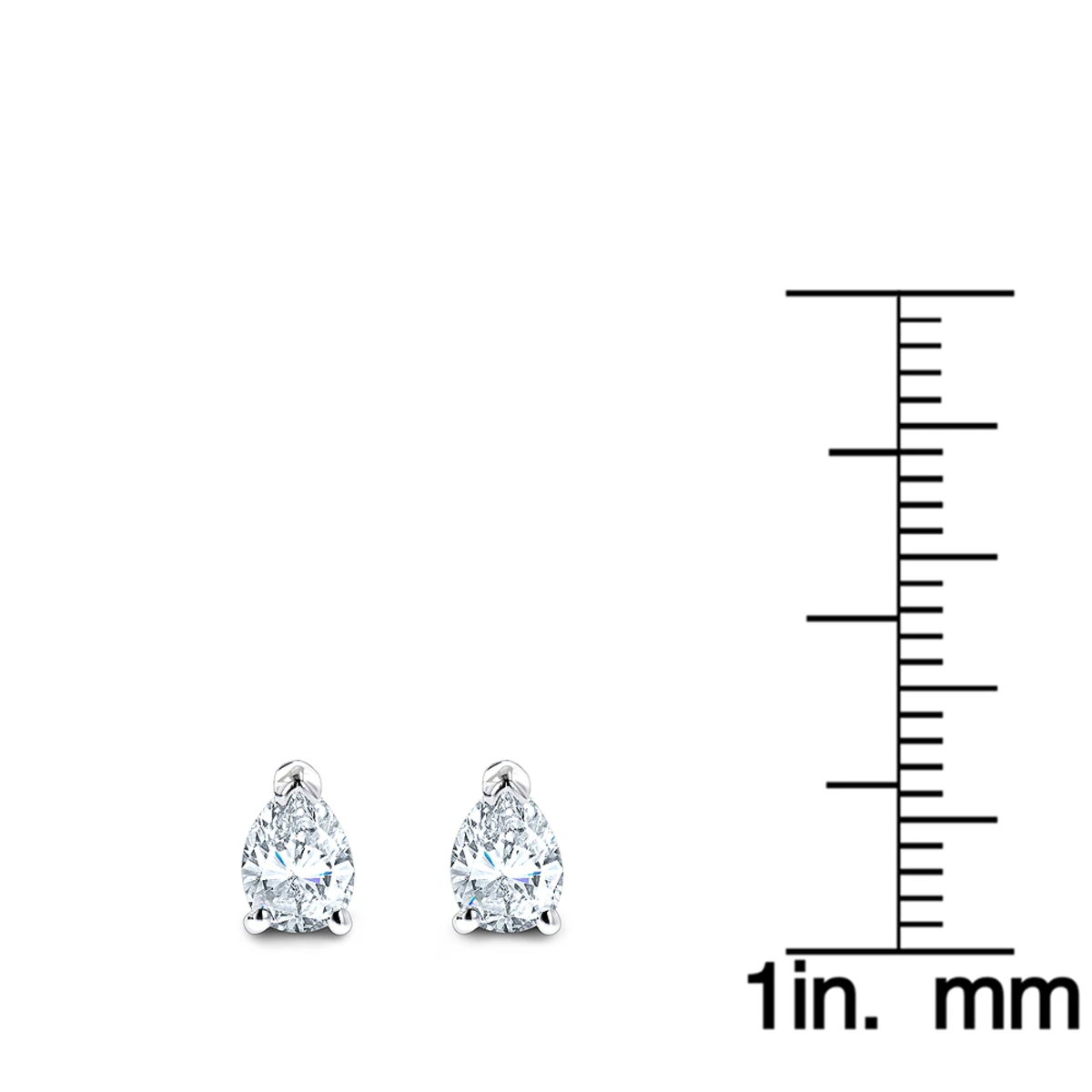 Pear Shape Diamond Stud Earrings 3/4 Carat 14K White Gold 3 Prong Setting 6 Pear Shape Diamond Stud Earrings 3/4 Carat 14K White Gold 3 Prong Setting - Image 6