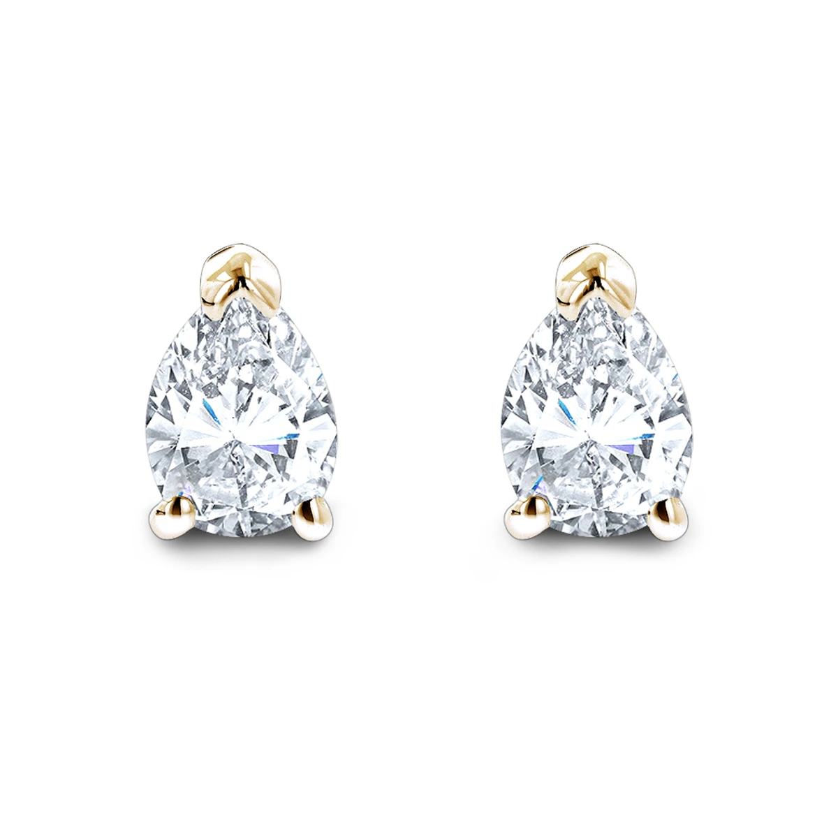 Pear Shape Diamond Stud Earrings 3/4 Carat 14K White Gold 3 Prong Setting 2 Pear Shape Diamond Stud Earrings 3/4 Carat 14K White Gold 3 Prong Setting - Image 2