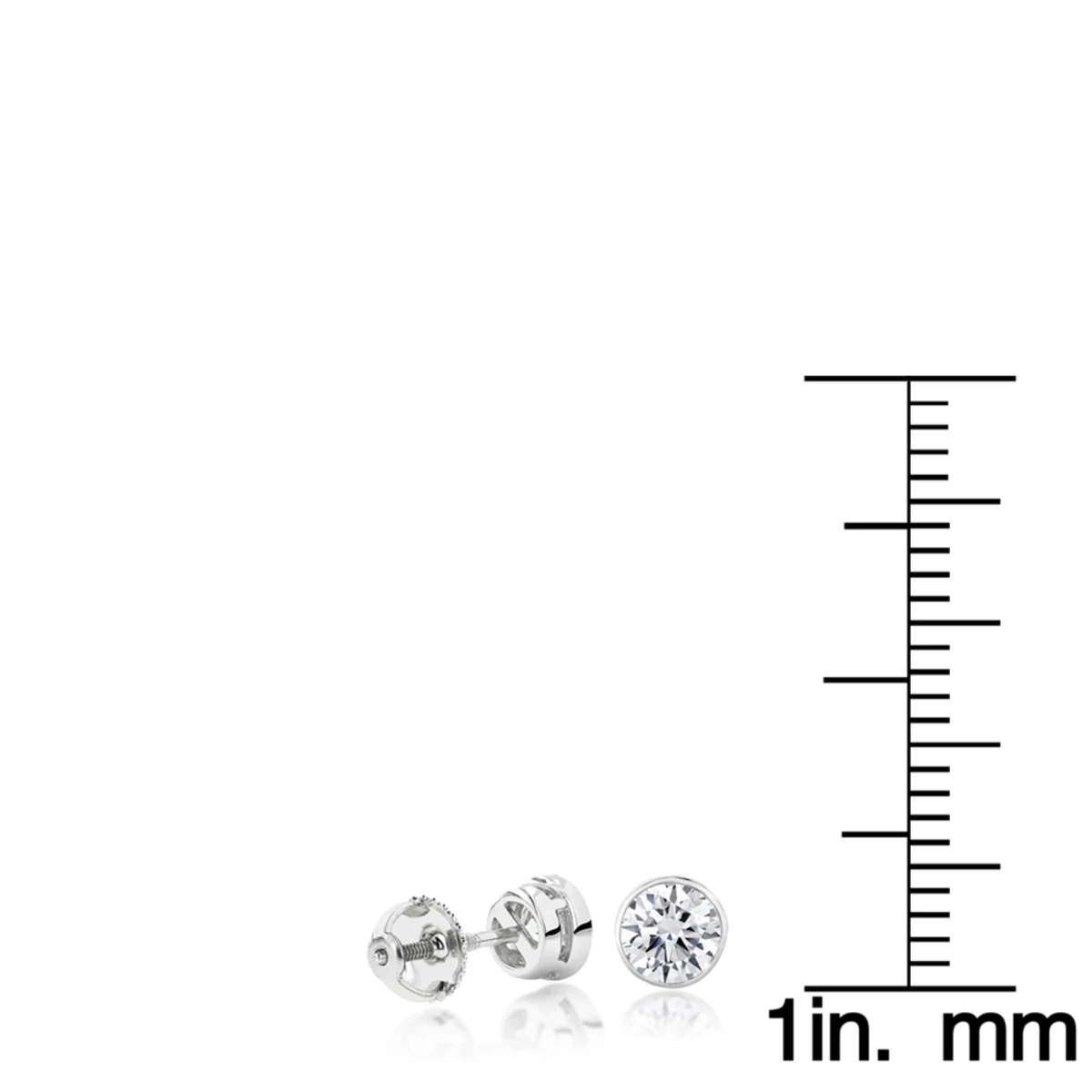 Platinum Bezel Set Diamond Stud Earrings Round Cut 0.75ct 4 Platinum Bezel Set Diamond Stud Earrings Round Cut 0.75ct - Image 4