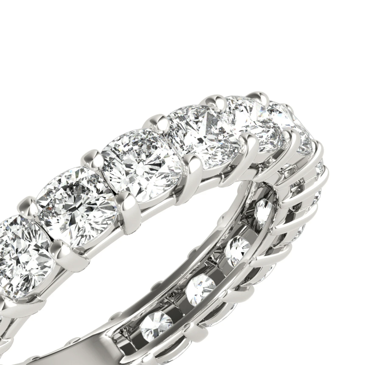 Platinum Cushion Cut Diamond Eternity Band Diamond Anniversary Ring 4ct 4 Platinum Cushion Cut Diamond Eternity Band Diamond Anniversary Ring 4ct - Image 4