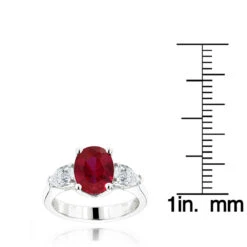 Unique 3 Stone Platinum Diamond And Ruby Engagement Ring -Luxurman platinum diamond and ruby engagement ring 060ct p 47932 ruler