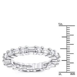 Platinum Round And Baguette Cut Diamonds Eternity Band 1.56ct -Luxurman platinum diamond eternity band 156ct p 30367 rulerwh