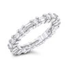 Platinum Round And Baguette Cut Diamonds Eternity Band 1.56ct