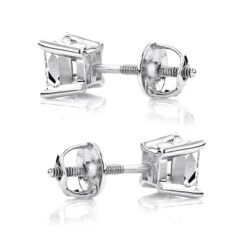 18K White Gold Diamond Stud Earrings 0.50ct -Luxurman platinum diamond stud earrings 050ct backwh
