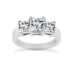 Thin Platinum Diamond Three Stones Engagement Ring 0.80ct 3.5mm