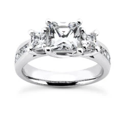 Thin Platinum Diamond Three Stones Engagement Ring 0.96ct