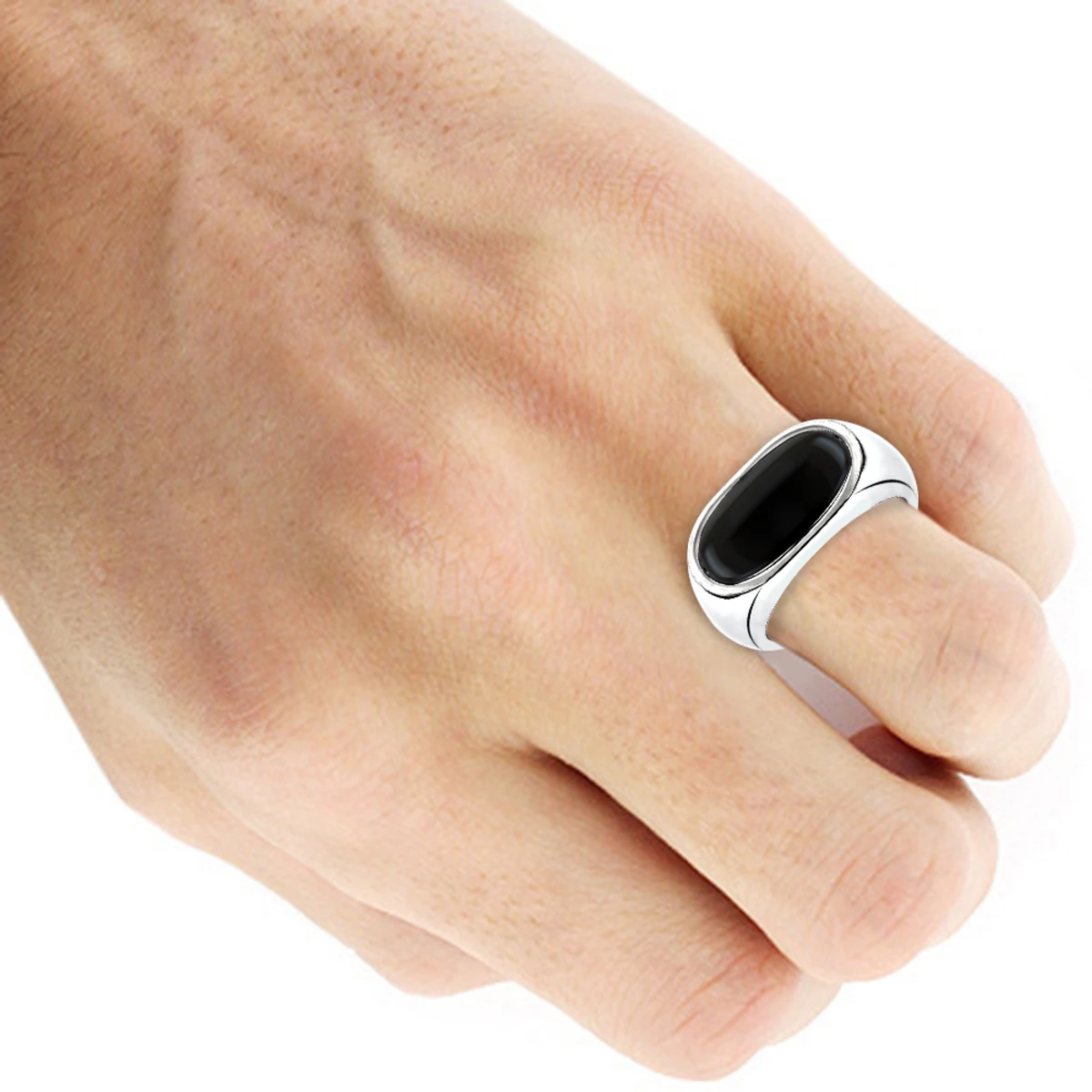 Platinum Men's Black Onyx Ring 8.9mm 3 Platinum Men's Black Onyx Ring 8.9mm - Image 3