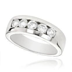 Platinum Men's Diamond Wedding Ring 1ct 6.6mm