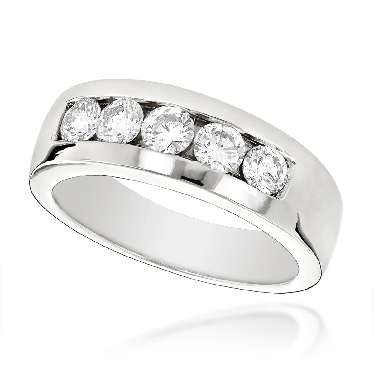 Platinum Men's Diamond Wedding Ring 1ct 6.6mm 1 Platinum Men's Diamond Wedding Ring 1ct 6.6mm