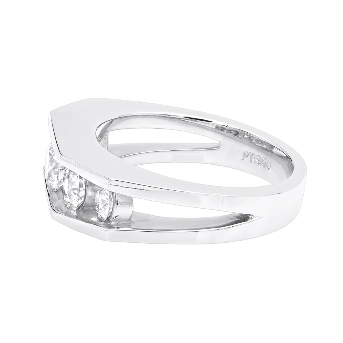 5 Stone Platinum Men's Diamond Wedding Ring 2.45ct VS Anniversary Band 2 5 Stone Platinum Men's Diamond Wedding Ring 2.45ct VS Anniversary Band - Image 2
