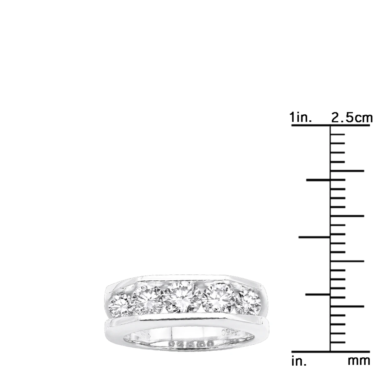 5 Stone Platinum Men's Diamond Wedding Ring 2.45ct VS Anniversary Band 4 5 Stone Platinum Men's Diamond Wedding Ring 2.45ct VS Anniversary Band - Image 4